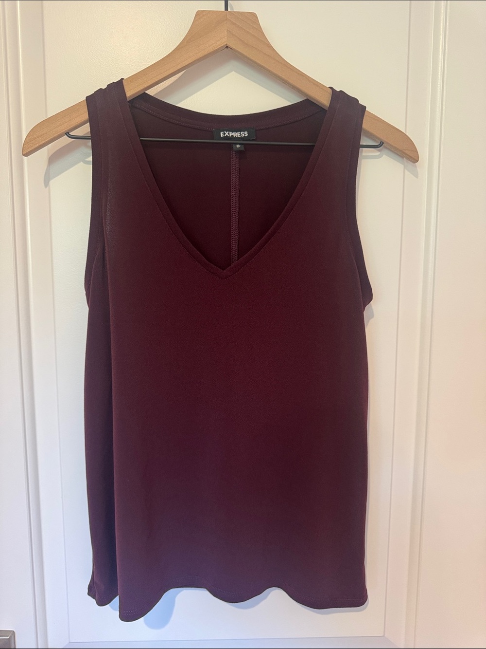 Express Sleeveless V-Neck Tank Top in Wine